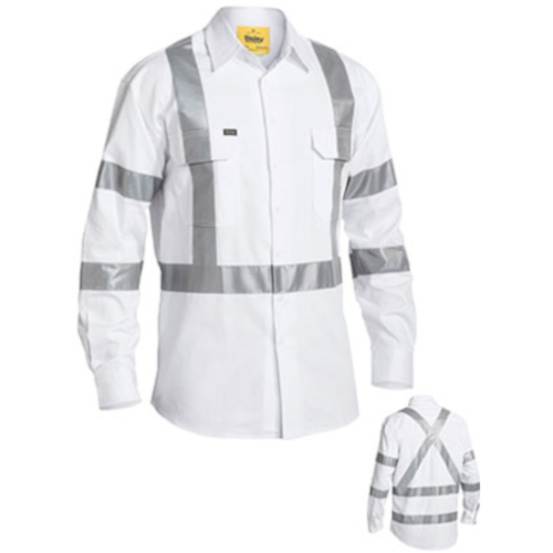 WORKWEAR, SAFETY & CORPORATE CLOTHING SPECIALISTS - 3M TAPED NIGHT COTTON DRILL SHIRT - LONG SLEEVE