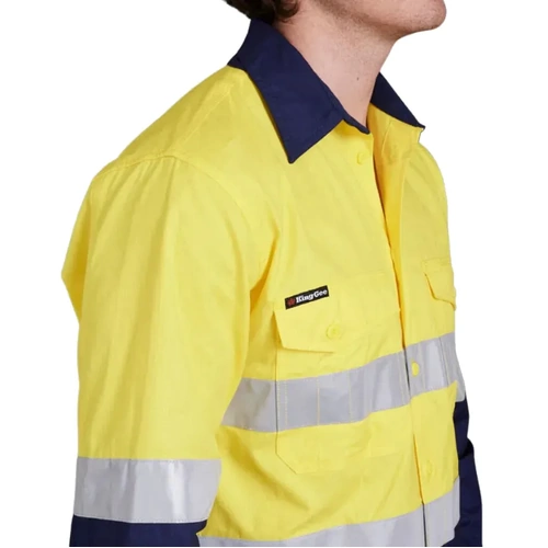 WORKWEAR, SAFETY & CORPORATE CLOTHING SPECIALISTS Workcool - Workcool 2 Hi-Vis Reflect Spliced Shirt L/S "HOOP"