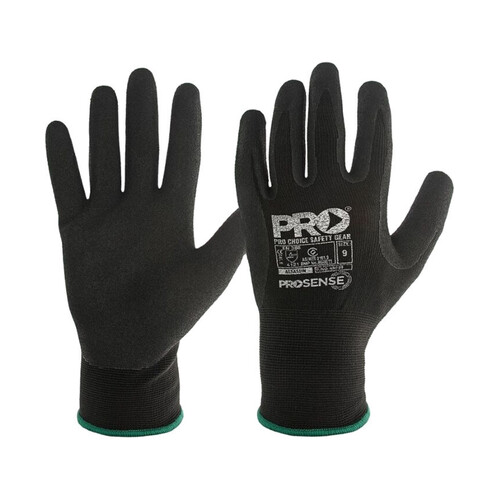 WORKWEAR, SAFETY & CORPORATE CLOTHING SPECIALISTS - ASSASSIN NITRILE SAND PALM ON BLACK POLYESTER/LYCRA LINER