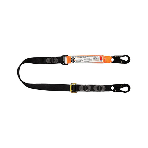 WORKWEAR, SAFETY & CORPORATE CLOTHING SPECIALISTS - Elite Single Leg Shock Absorbing 2M Adjustable Lanyard with Hardware SN X2