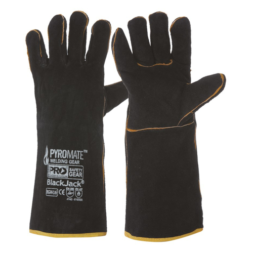 WORKWEAR, SAFETY & CORPORATE CLOTHING SPECIALISTS Pyromate Black Jack - Black & Gold Welders Glove