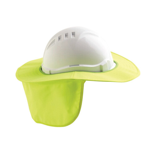 WORKWEAR, SAFETY & CORPORATE CLOTHING SPECIALISTS - HARD HAT BRIM WITH NECK FLAP POLYESTER/PLASTIC FLURO YELLOW