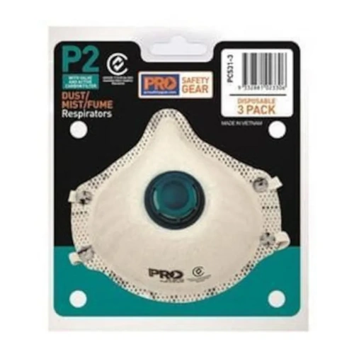 WORKWEAR, SAFETY & CORPORATE CLOTHING SPECIALISTS Respirator P2, With Valve and Carbon Filter 3 Piece Blister Pack