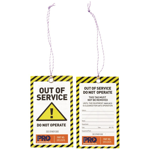 WORKWEAR, SAFETY & CORPORATE CLOTHING SPECIALISTS - Safety Tag "OUT OF SERVICE" 125mm x 75mm - Pack of 100