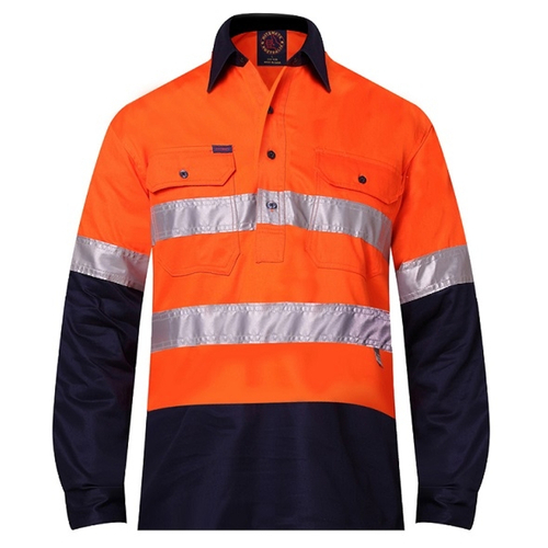 WORKWEAR, SAFETY & CORPORATE CLOTHING SPECIALISTS - 2 Tone Closed Front L/S Shirt with 3M 8910 Reflective Tape