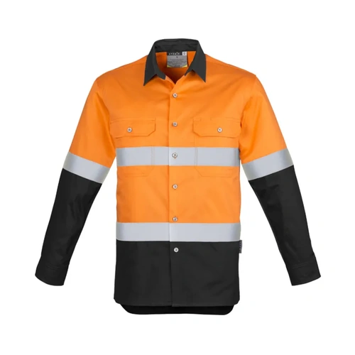 WORKWEAR, SAFETY & CORPORATE CLOTHING SPECIALISTS - Mens Hi Vis Industrial L/S Shirt - Hoop Taped