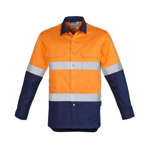 WORKWEAR, SAFETY & CORPORATE CLOTHING SPECIALISTS Mens Hi Vis Industrial L/S Shirt - Hoop Taped