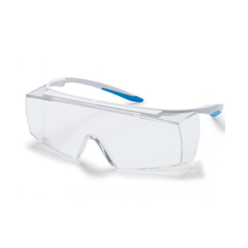 WORKWEAR, SAFETY & CORPORATE CLOTHING SPECIALISTS - uvex super f OTG CR, white/blue frame, Clear Supravision CR lens