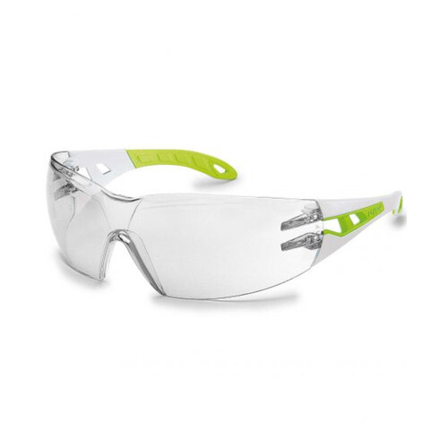 WORKWEAR, SAFETY & CORPORATE CLOTHING SPECIALISTS uvex Pheos Small White/Lime Arms, Clear HC-AF lens