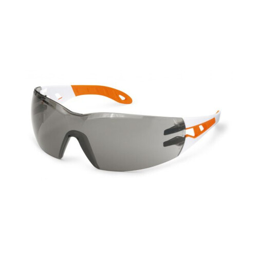 WORKWEAR, SAFETY & CORPORATE CLOTHING SPECIALISTS - uvex Pheos Small White/Orange Arms, Grey 23% HC-AF lens