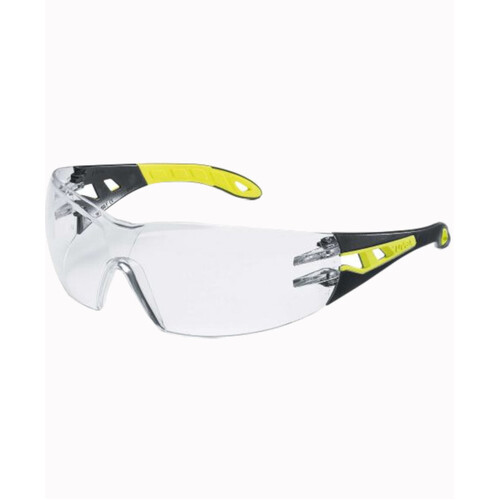 WORKWEAR, SAFETY & CORPORATE CLOTHING SPECIALISTS - uvex Pheos Small Black/Lime Arms, Clear THS lens