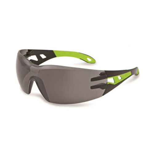 WORKWEAR, SAFETY & CORPORATE CLOTHING SPECIALISTS - uvex Pheos Small Black/Lime Arms, Grey 14% THS lens