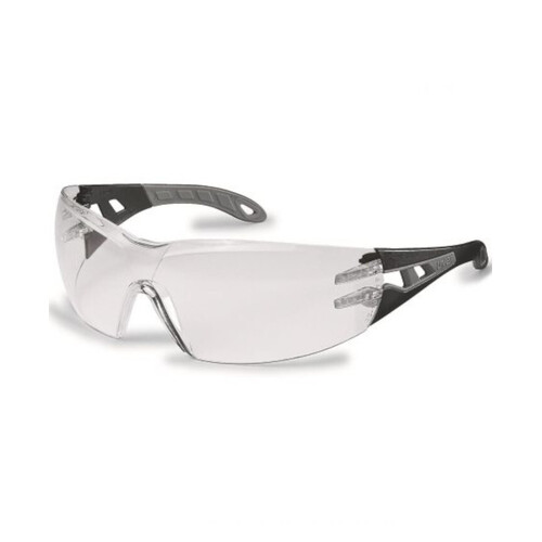 WORKWEAR, SAFETY & CORPORATE CLOTHING SPECIALISTS - uvex Pheos Black/Grey Arms, Clear HC-AF lens