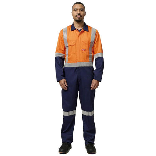 WORKWEAR, SAFETY & CORPORATE CLOTHING SPECIALISTS Foundations - Hi-Visibility Two Tone Cotton Drill Coverall with 3M Tape