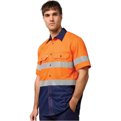 WORKWEAR, SAFETY & CORPORATE CLOTHING SPECIALISTS - Koolgear - Ventilated Hi-Vis Two Tone Shirt with Tape Short Sleeve